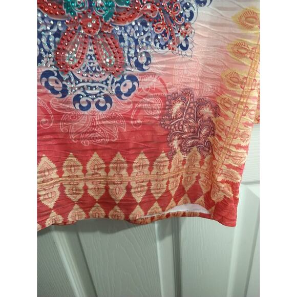 Reba Woman L Cape Blouse Pullover Art To Wear Multi Rhinestone Burnout Pullover - Picture 5 of 9